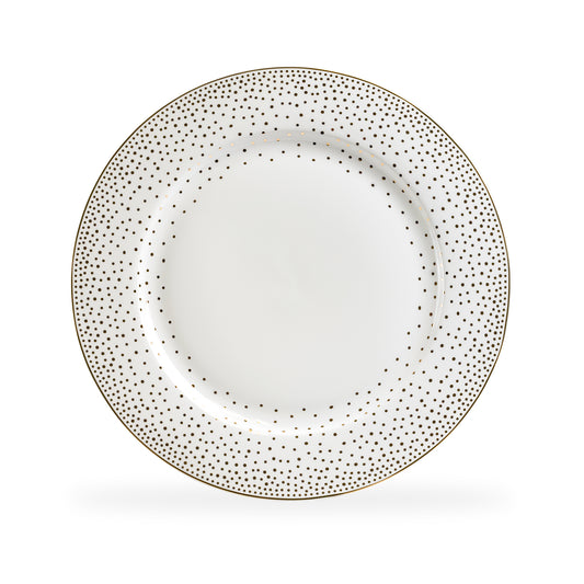 Gold Dots White Bone China Dinner Plate