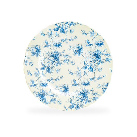 Blue Rose Toile Fine Porcelain Dessert Plate