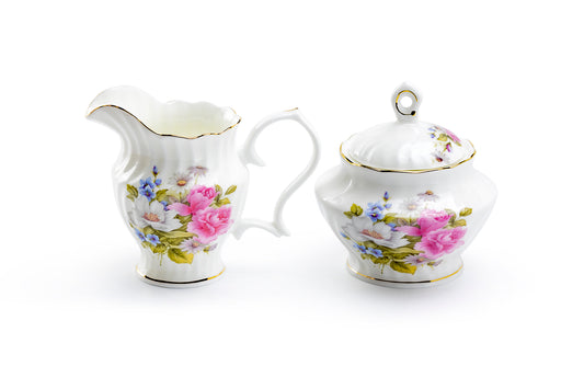 Grace's Rose Bone China Sugar & Creamer Set