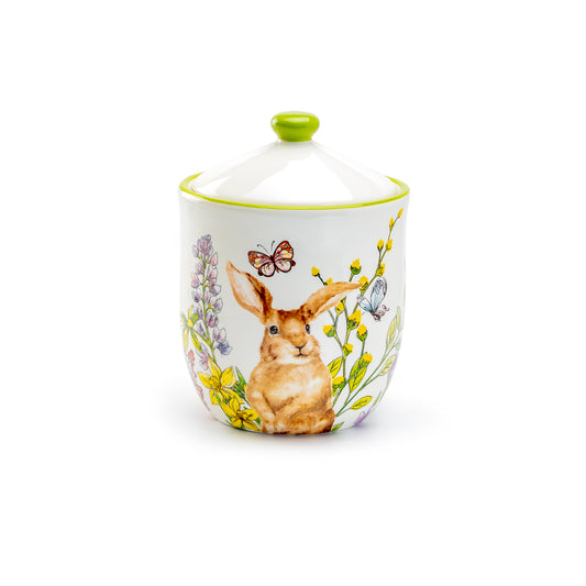 Spring Garden Bunny 6.5" Tall Medium Size Canister