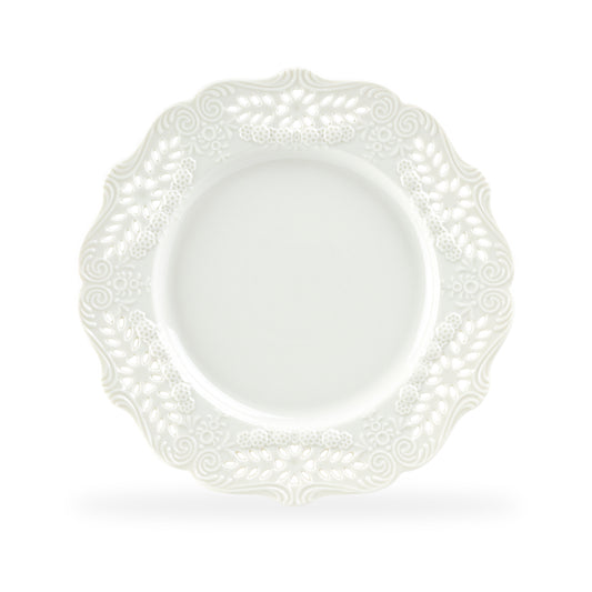 White Victorian Fine Porcelain Dinner Plate