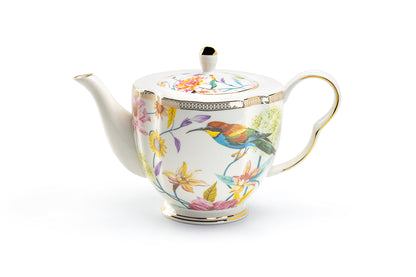 Spring Flowers with Hummingbird Fine Porcelain Teapot