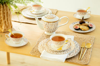Golden Leopard Fine Porcelain Tea Set