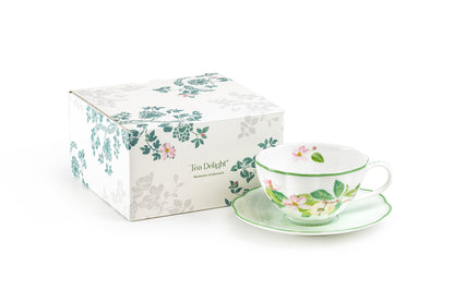 Apple Blossom Bone China Tea Cup and Saucer with Gift Box