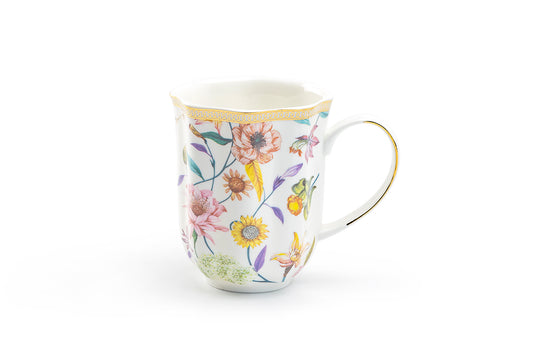 Spring Flowers Fine Porcelain Scallop Mug