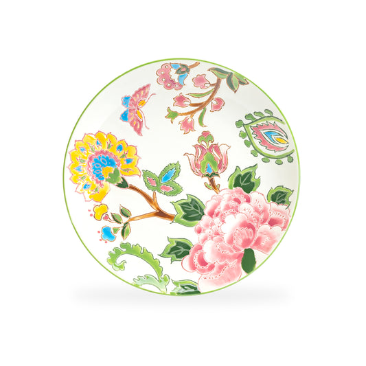 Pink Peony Hand Crafted and Painted Dessert Plate