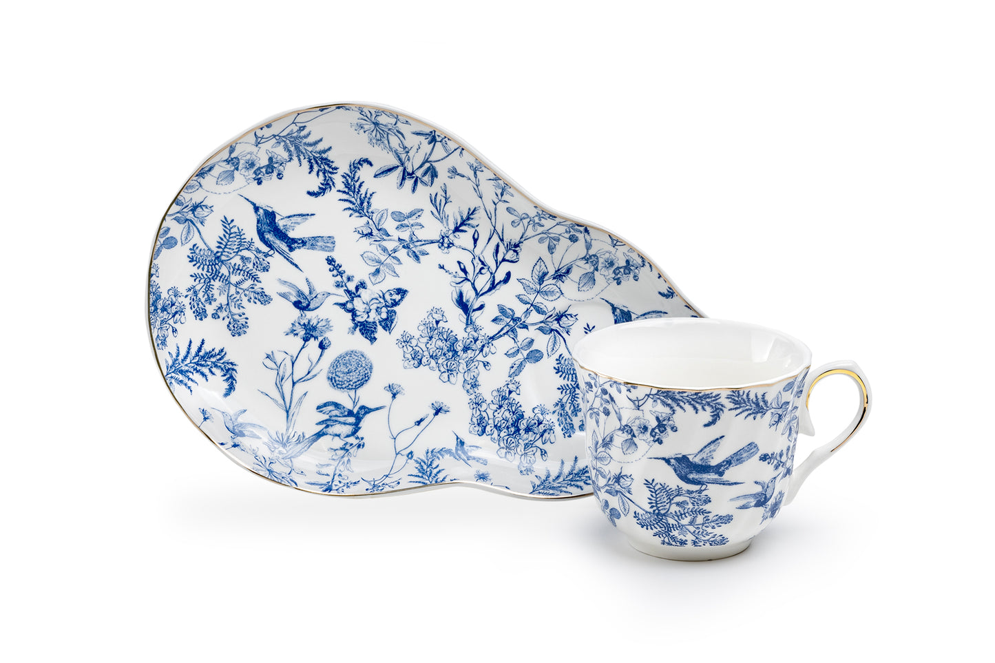 Blue Bird Toile Fine Porcelain Tea Snack Set