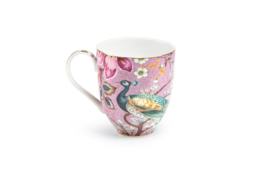 Peacock Lotus Garden Pink Fine Porcelain Mug