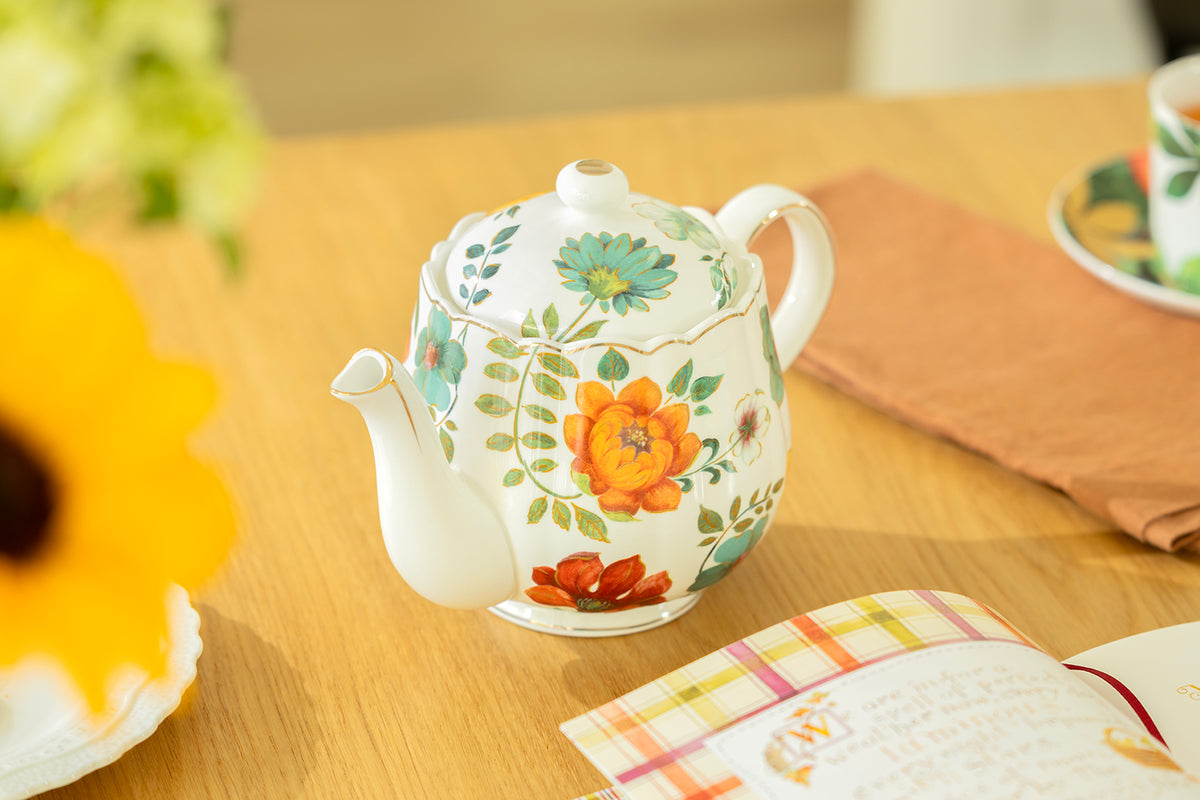 Fall Bloom Fine Porcelain Teapot