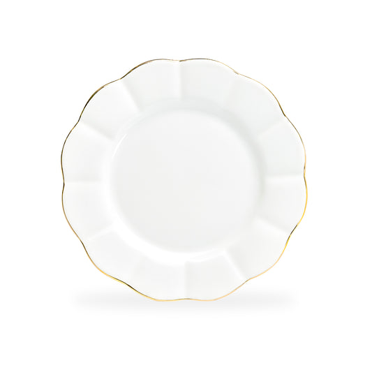 White Gold Scallop Fine Porcelain Dessert Plate