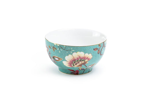 Peacock Lotus Garden Green Fine Porcelain Bowl