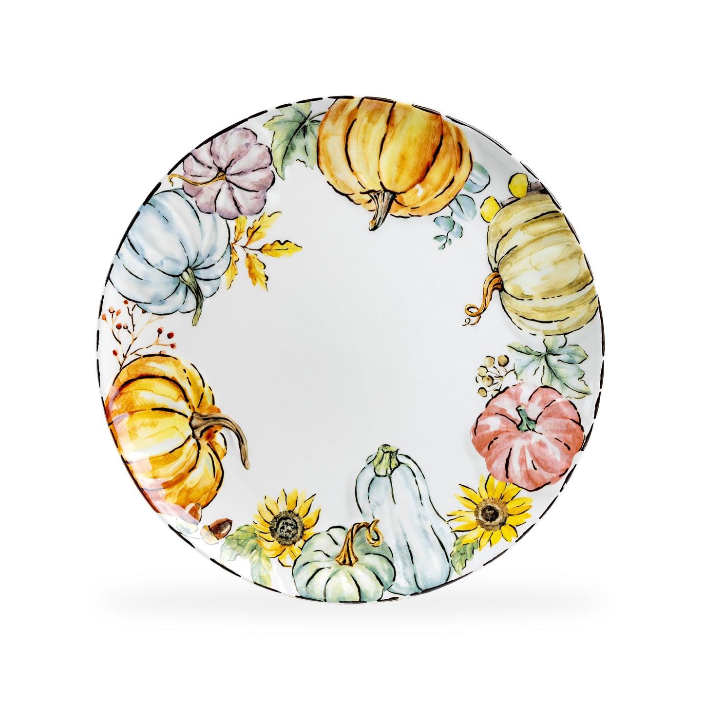 Fall Pumpkins with Sunflowers Dinner Plate