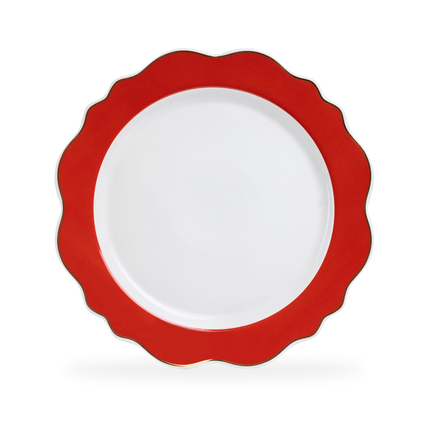 Red Band Scallop Fine Porcelain Dinner Plate