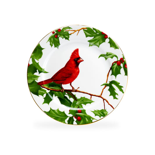 Red Cardinal Fine Porcelain Dessert Plate