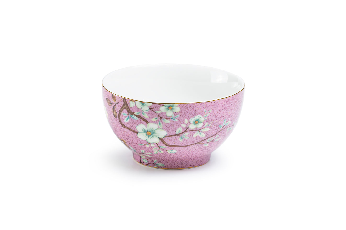 Peacock Lotus Garden Pink Fine Porcelain Bowl