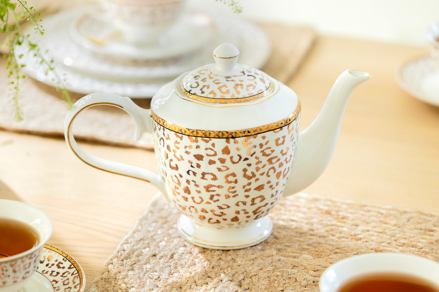 Golden Leopard Fine Porcelain Teapot