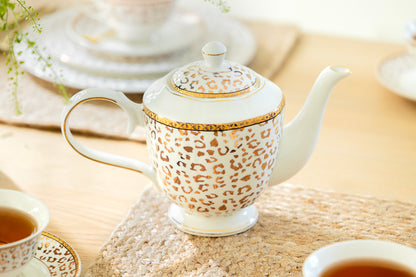 Golden Leopard Fine Porcelain Teapot