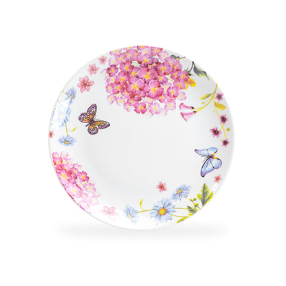 Hydrangea with Butterflies Fine Porcelain Dessert Plate