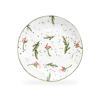 Holly Berries Organic Shape Dessert Plate