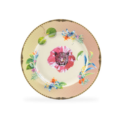 Summer Savanna Leopard Fine Porcelain Dessert Plate Set of 2 with Gift Box