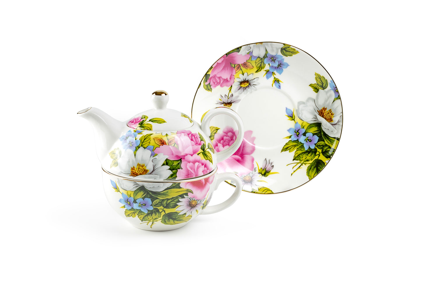 Grace's Rose Fine Porcelain Tea For One Set with Pink Gift Box