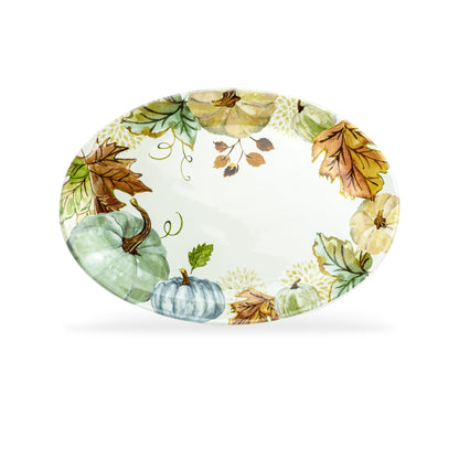 Fall Pumpkins with Leaves Oval Platter