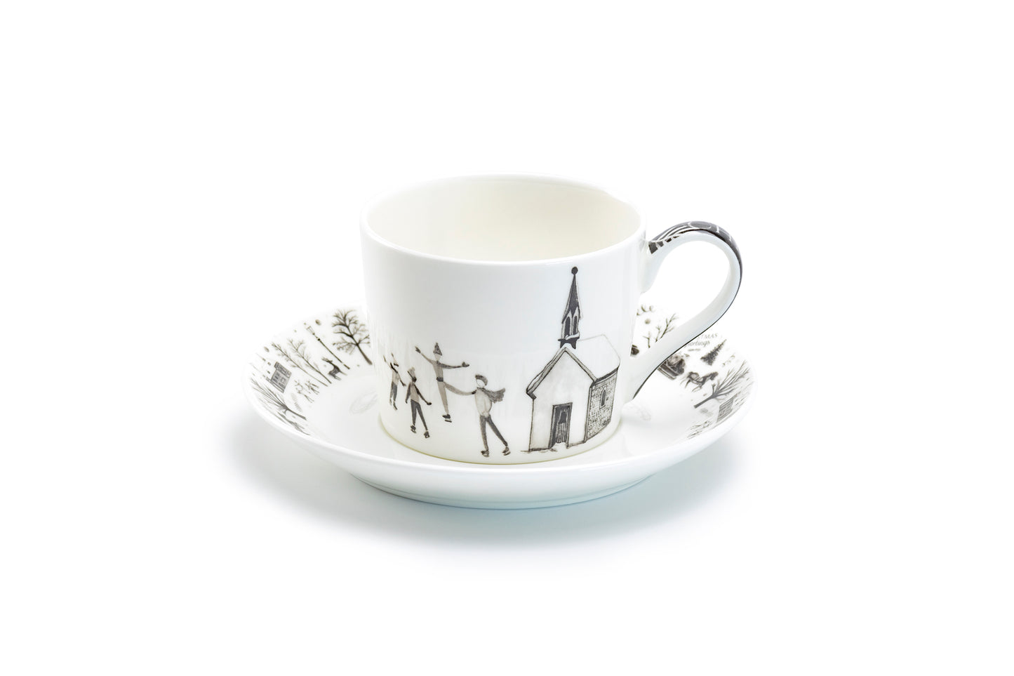 Winter Wonderland Ski Village Bone China Tea Cup and Saucer