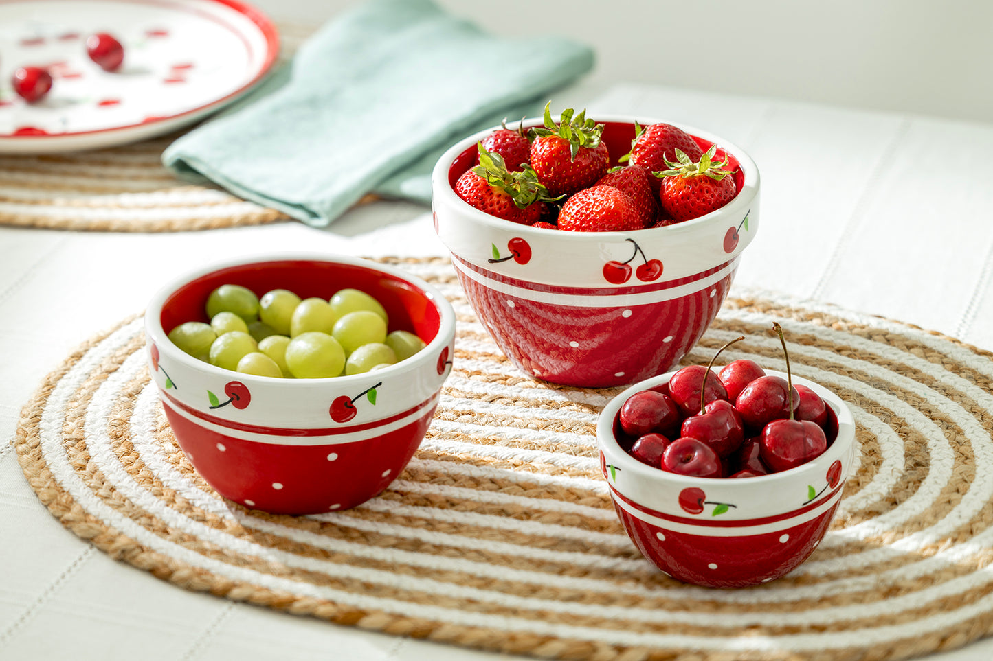 Red Cherry 3-Piece Bowl Set