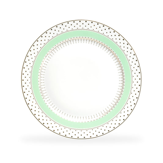 Mint Stripe with Gold Dots Fine Porcelain Dinner Plate