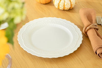 White Lace Embossed Fine Porcelain Dinner Plate