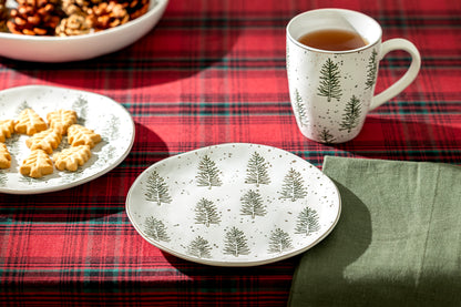 Snowy Pine Trees Organic Shape Dessert Plate