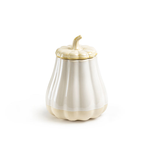 Pumpkin Figural White Reactive Glaze Jar with Silicone Seal Lid