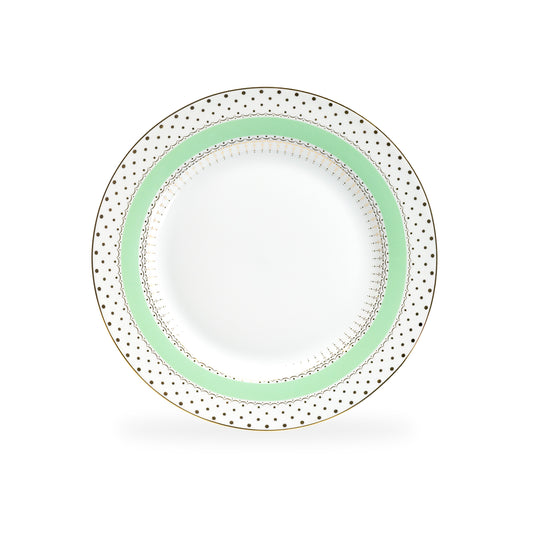 Mint Stripe with Gold Dots Fine Porcelain Dessert Plate