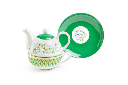 Emerald Geo Bloom Fine Porcelain Tea For One Set