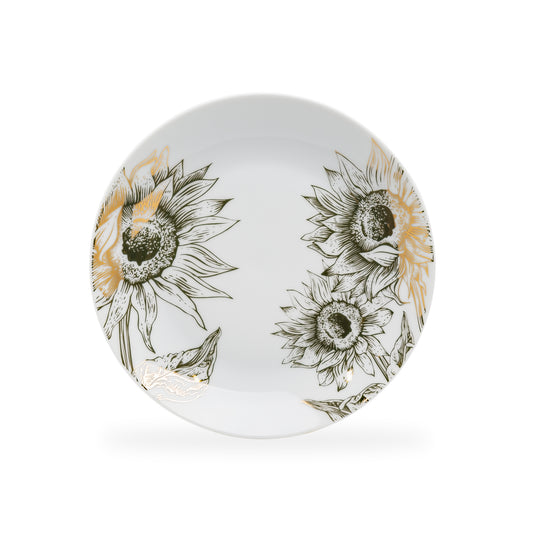 Gold Sunflowers Fine Porcelain Dessert Plate