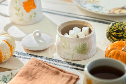 Pressed Fall Leaves Sugar & Creamer Set