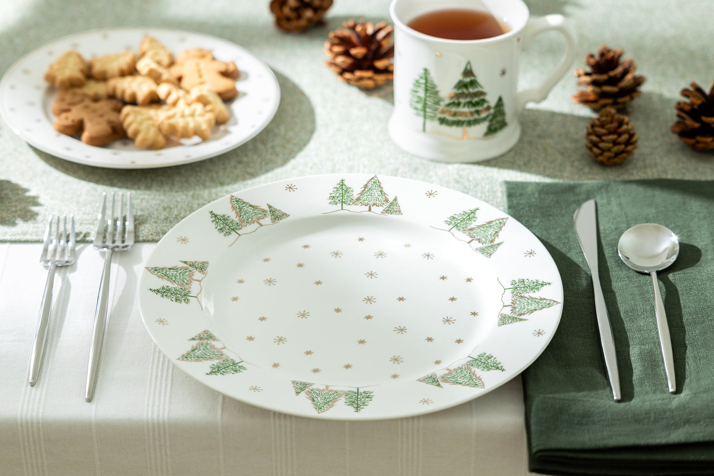 Christmas Pine Trees Fine Porcelain Dinner Plate