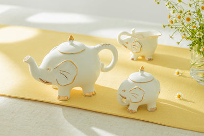 White Gold Elephant Fine Porcelain Teapot