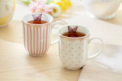 Josephine Pink Butterfly Fine Porcelain Mug Set of 2