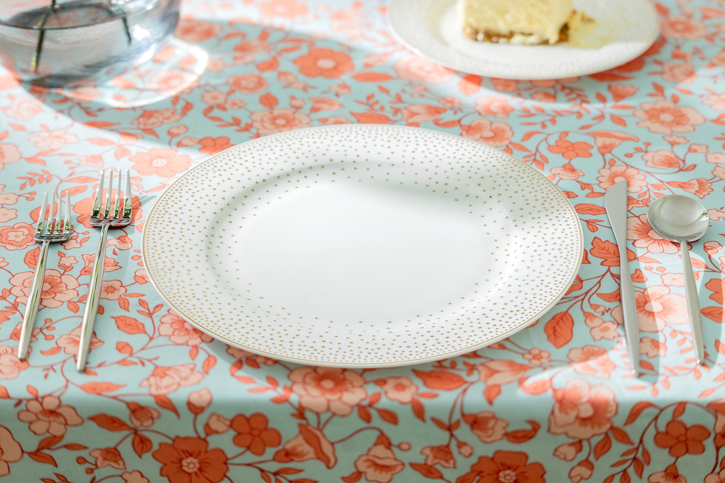 Gold Dots White Bone China Dinner Plate