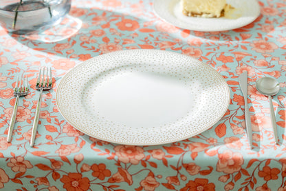 Gold Dots White Bone China Dinner Plate