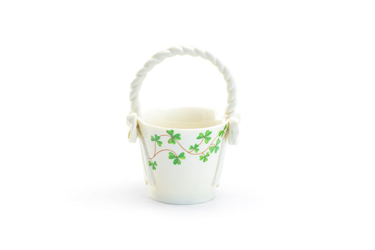 Shamrock Fine Porcelain Tea Bag Basket with Ribbon Bows