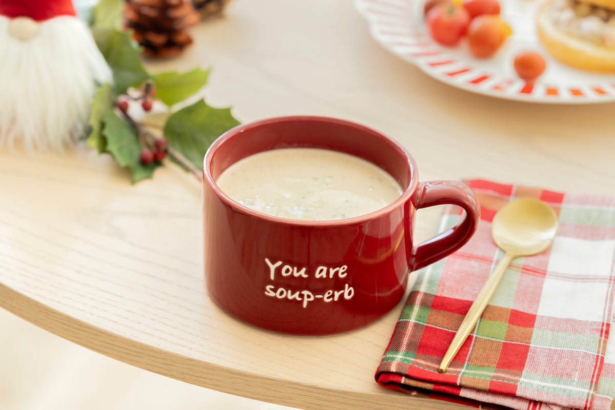 You Are Soup-erb Red Soup Bowl with Handle