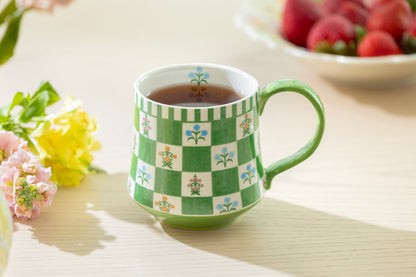 Green Botanical Check Mug
