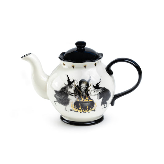 Halloween Witches Brew Teapot with Flying Witch on the back