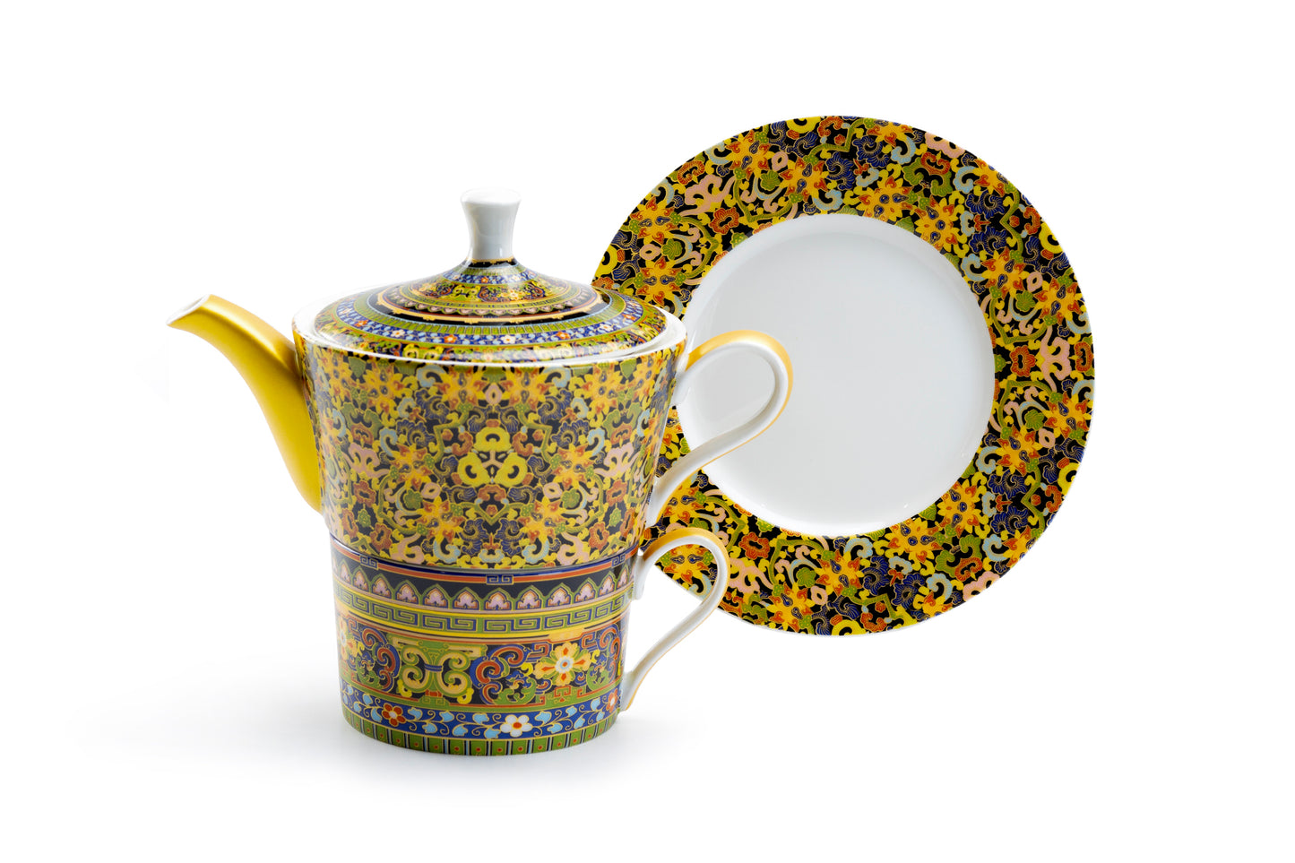 Golden Moroccan Fine Porcelain Tea For One Set