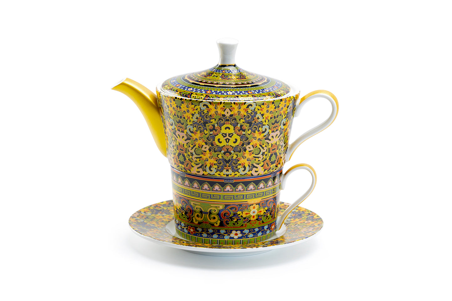 Golden Moroccan Fine Porcelain Tea For One Set