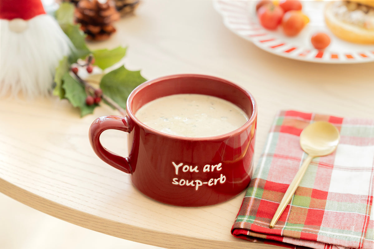 You Are Soup-erb Red Soup Bowl with Handle
