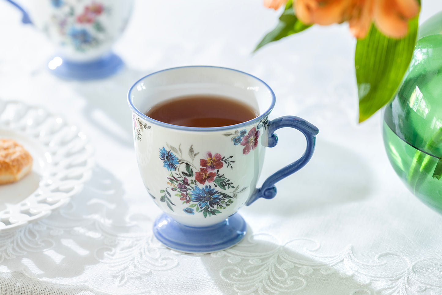 Azure Blossom Fine Porcelain Footed Mug