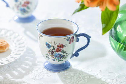 Azure Blossom Fine Porcelain Footed Mug